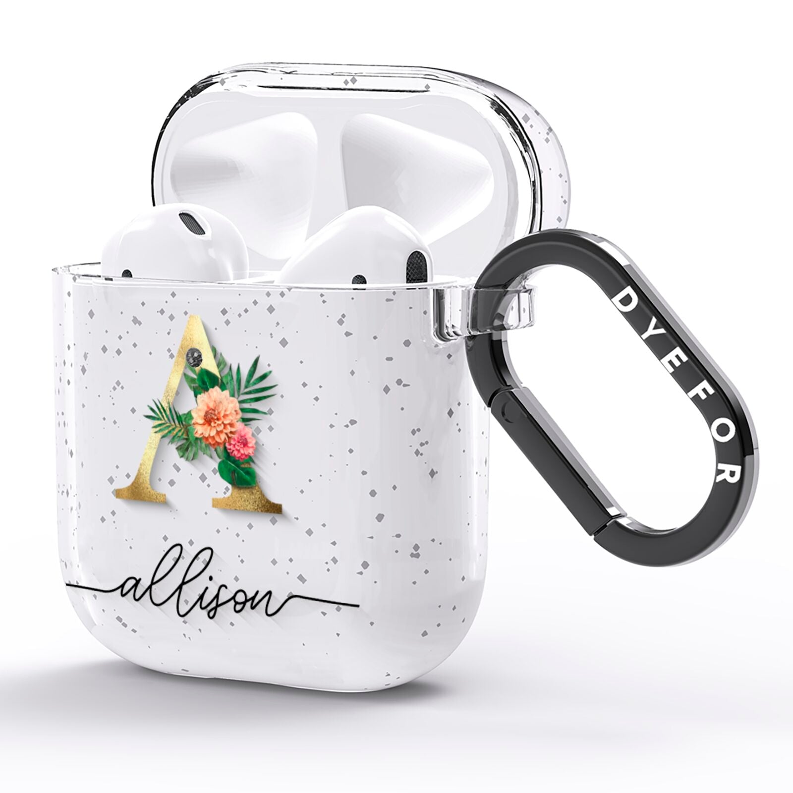 Personalised Forest Monogram AirPods Glitter Case Side Image