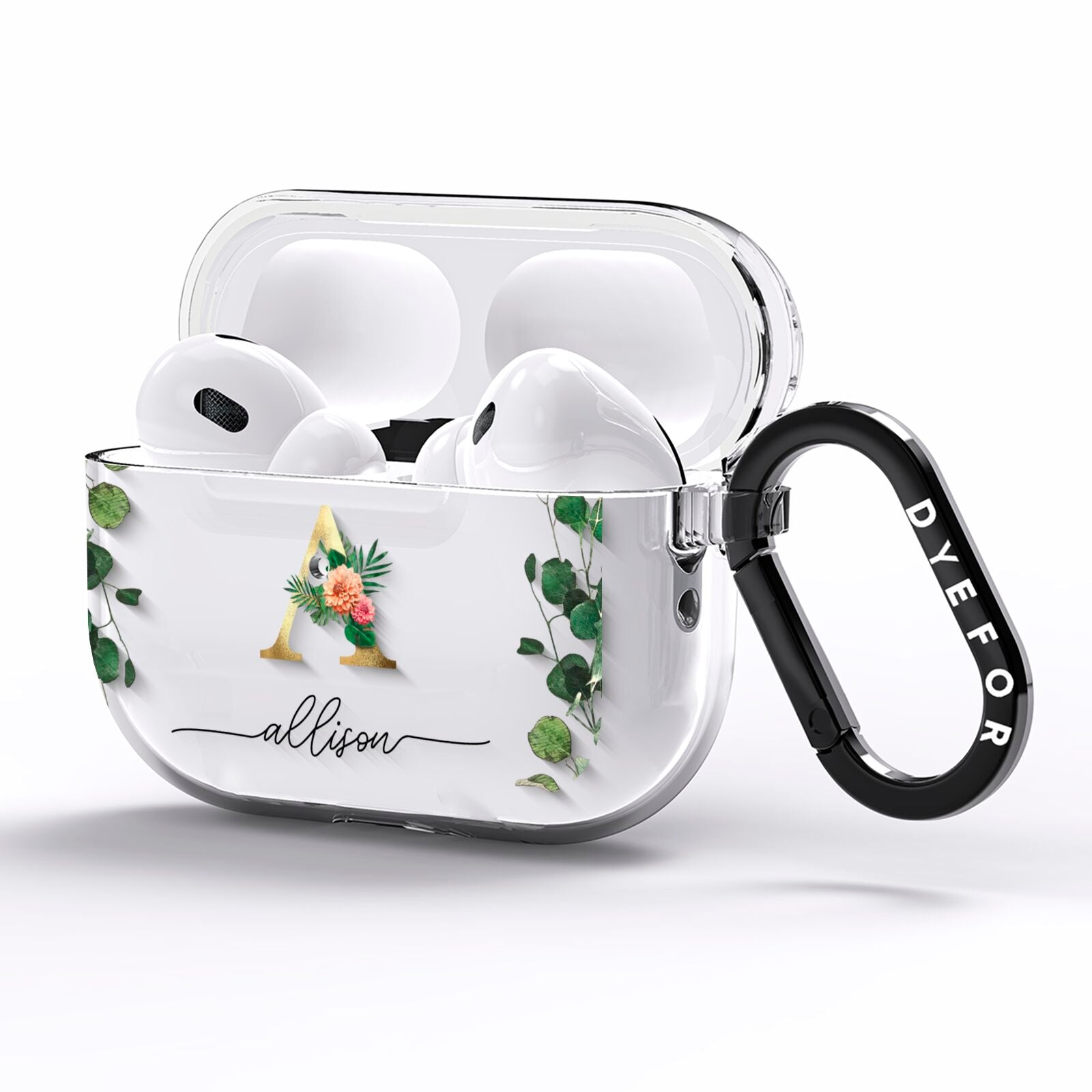 Personalised Forest Monogram AirPods Pro Clear Case Side Image