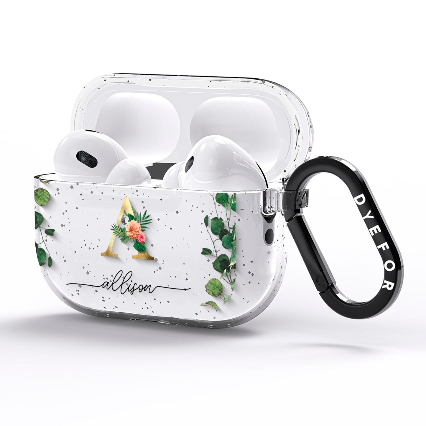 Personalised Forest Monogram AirPods Pro Glitter Case Side Image
