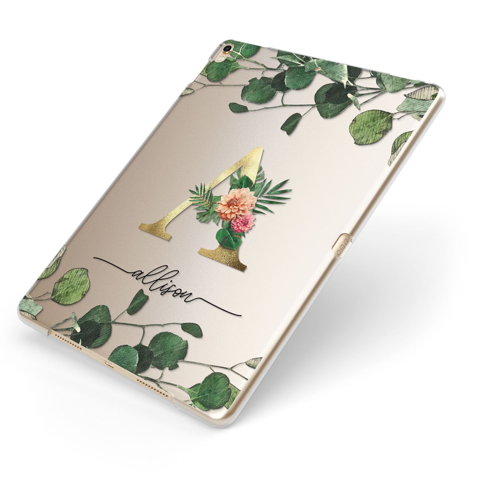 Personalised Forest Monogram Apple iPad Case on Gold iPad Side View