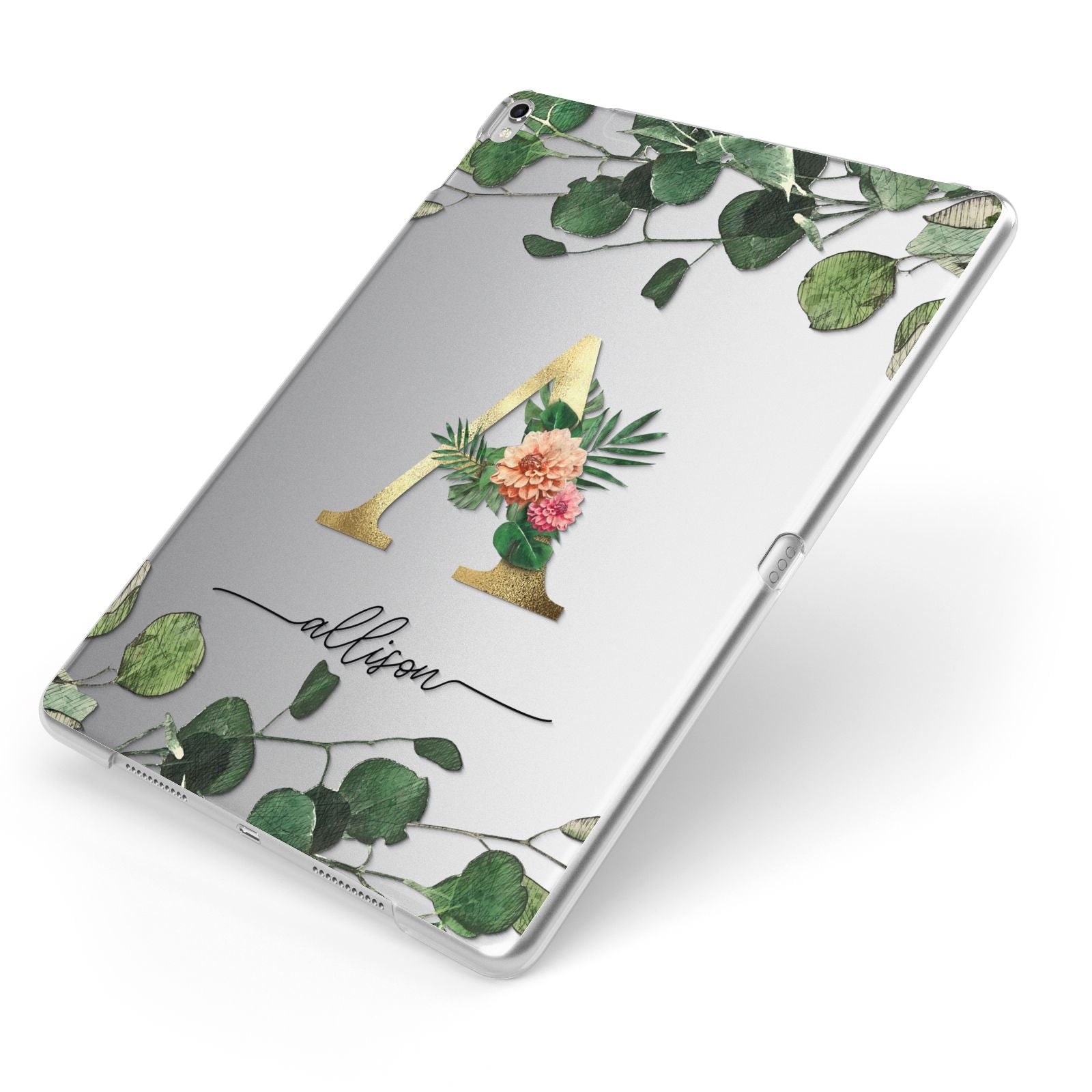 Personalised Forest Monogram Apple iPad Case on Silver iPad Side View