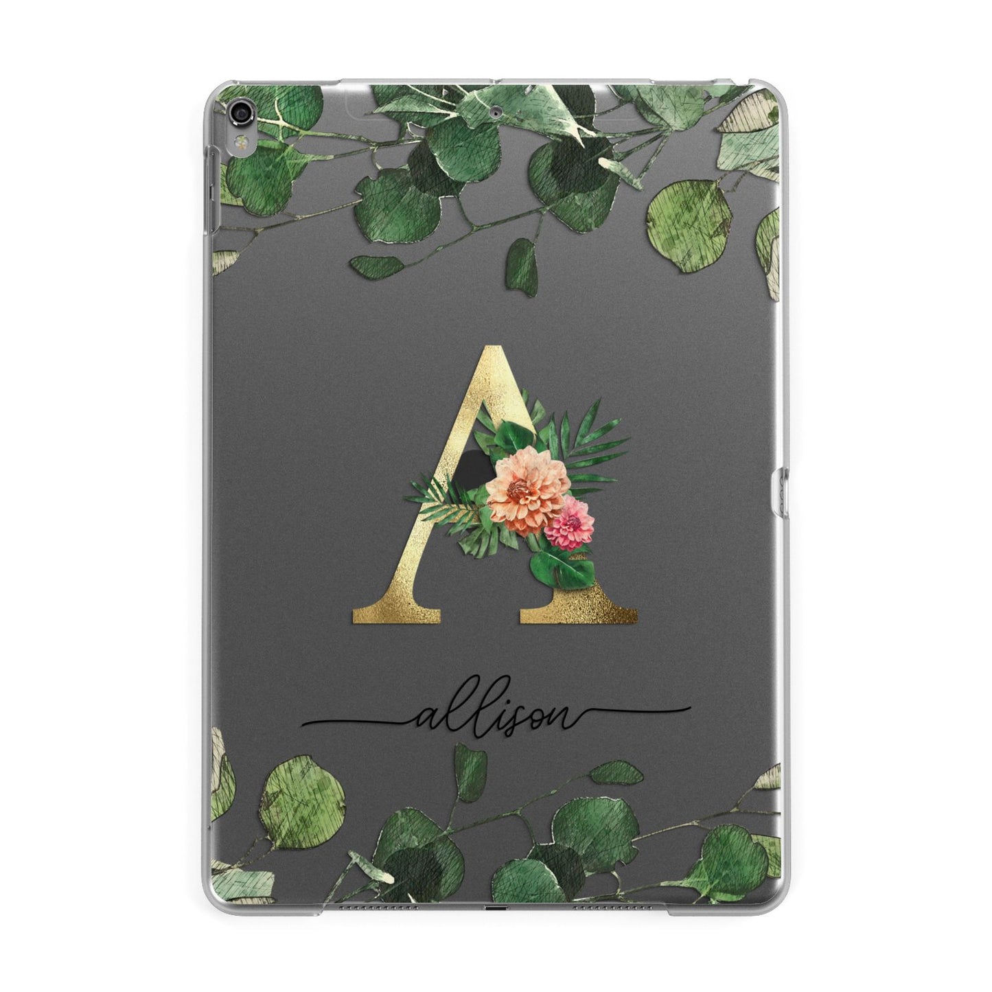 Personalised Forest Monogram Apple iPad Grey Case