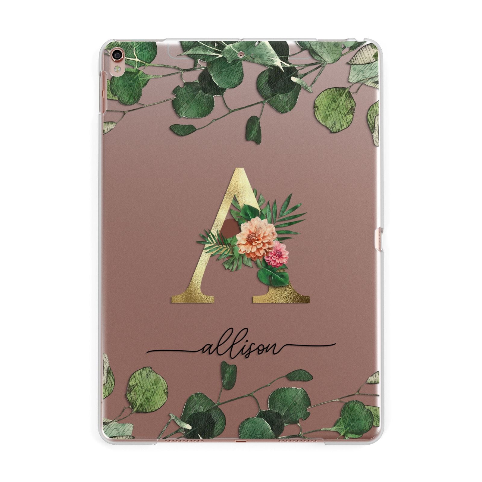 Personalised Forest Monogram Apple iPad Rose Gold Case