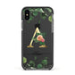 Personalised Forest Monogram Apple iPhone Xs Impact Case Black Edge on Black Phone