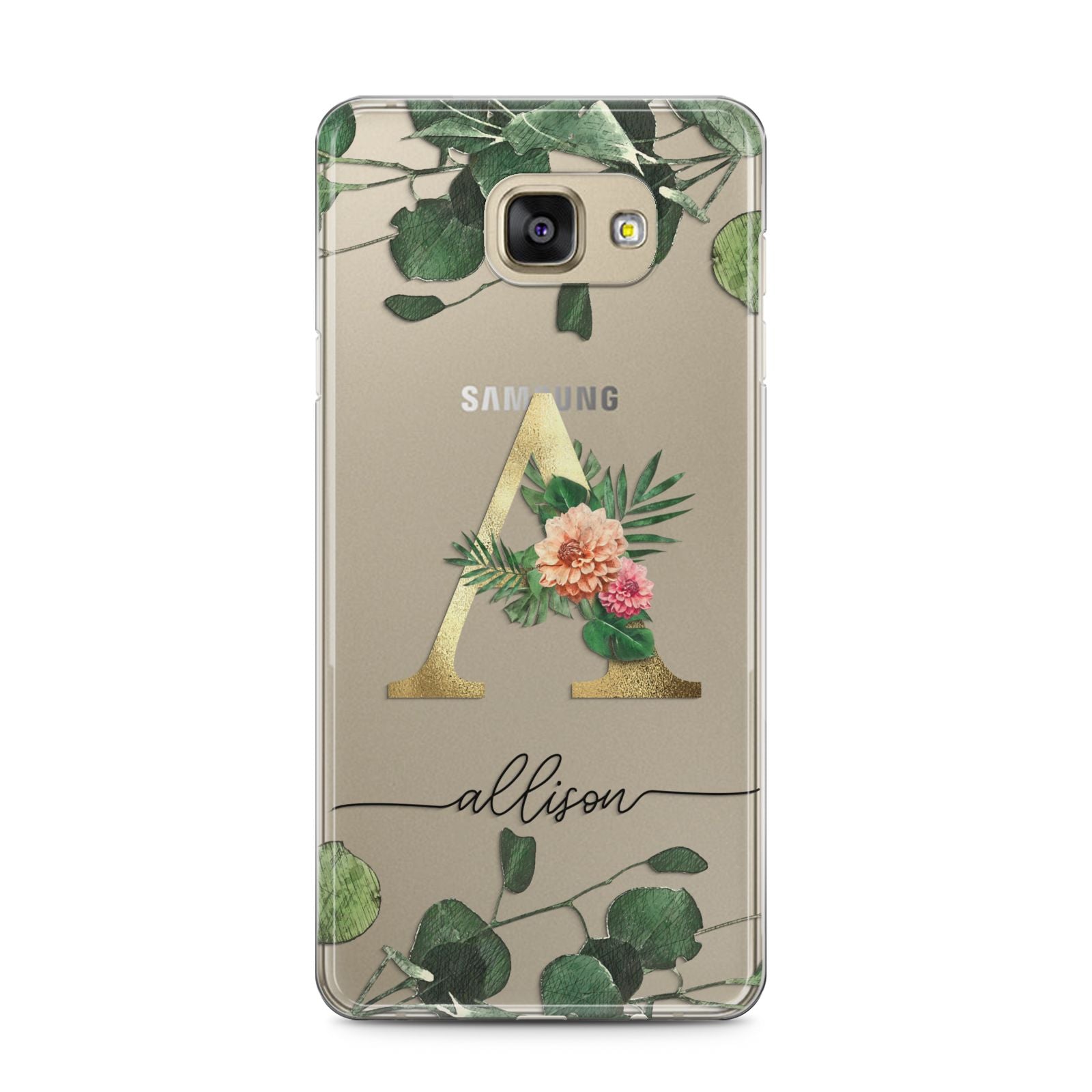 Personalised Forest Monogram Samsung Galaxy A5 2016 Case on gold phone