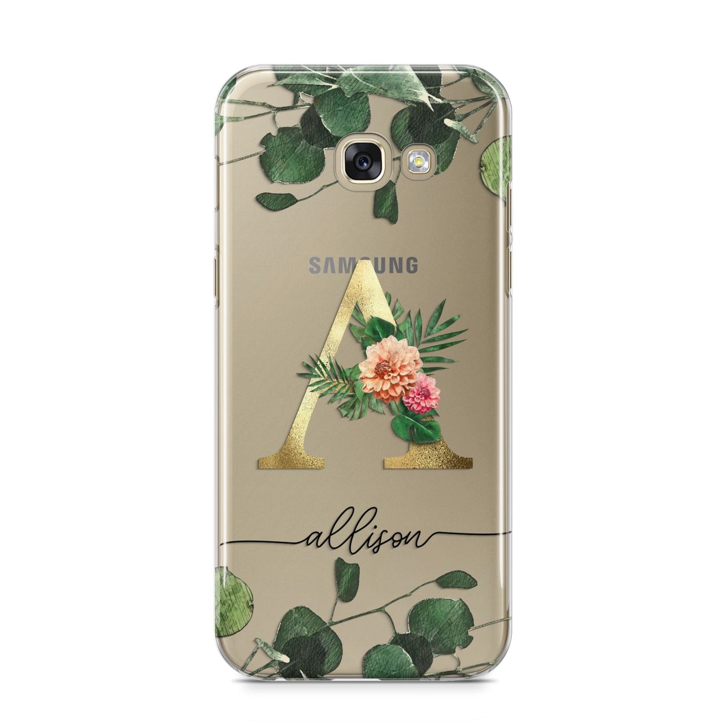 Personalised Forest Monogram Samsung Galaxy A5 2017 Case on gold phone