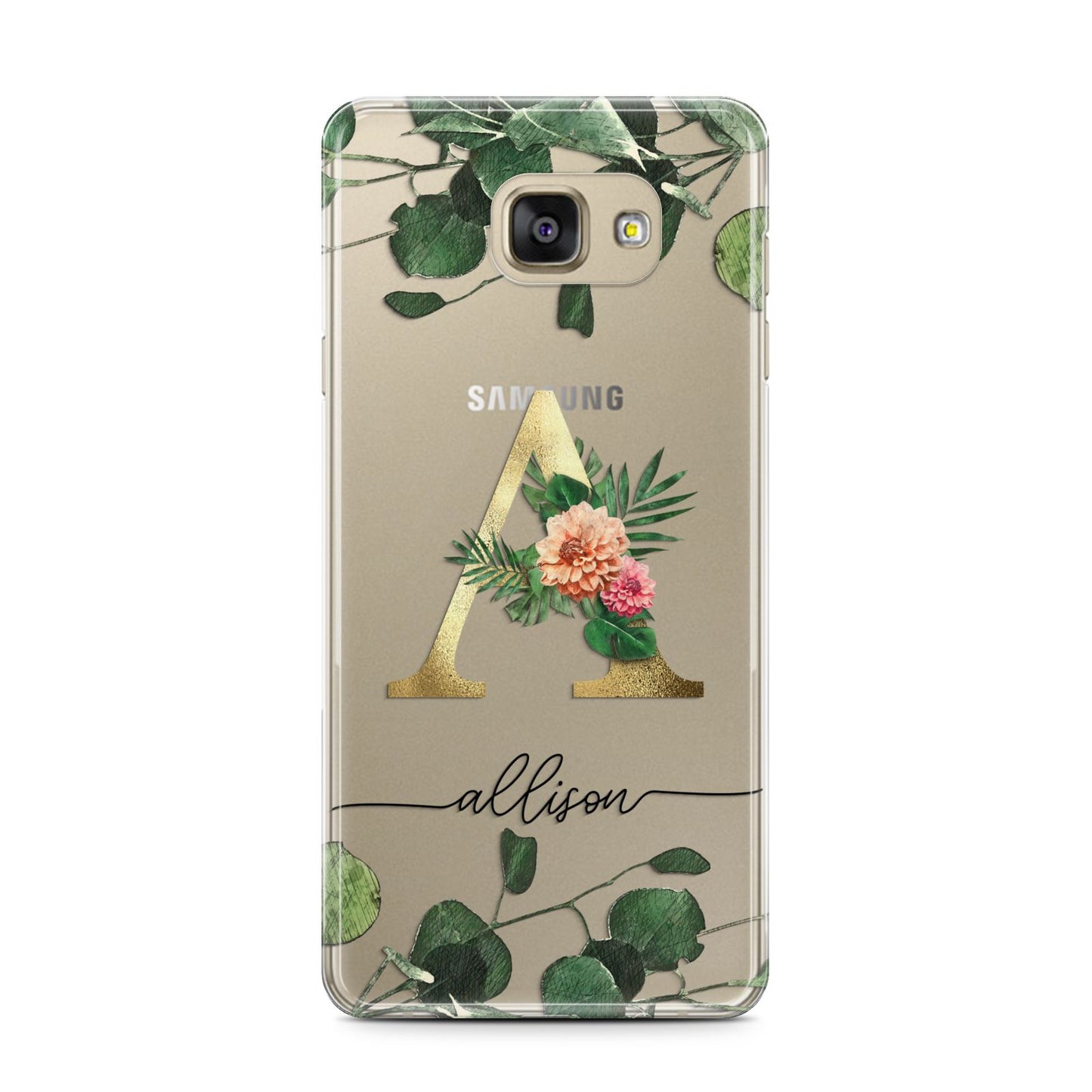 Personalised Forest Monogram Samsung Galaxy A7 2016 Case on gold phone