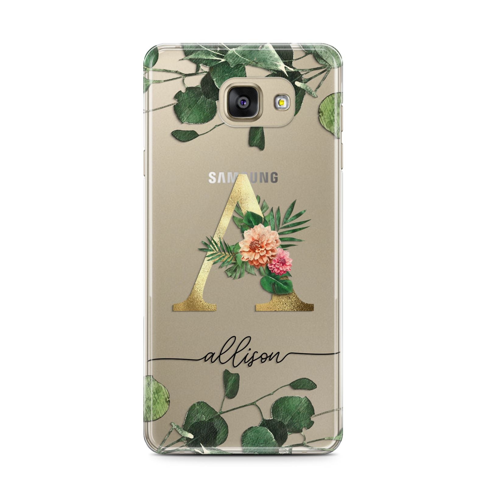 Personalised Forest Monogram Samsung Galaxy A7 2016 Case on gold phone