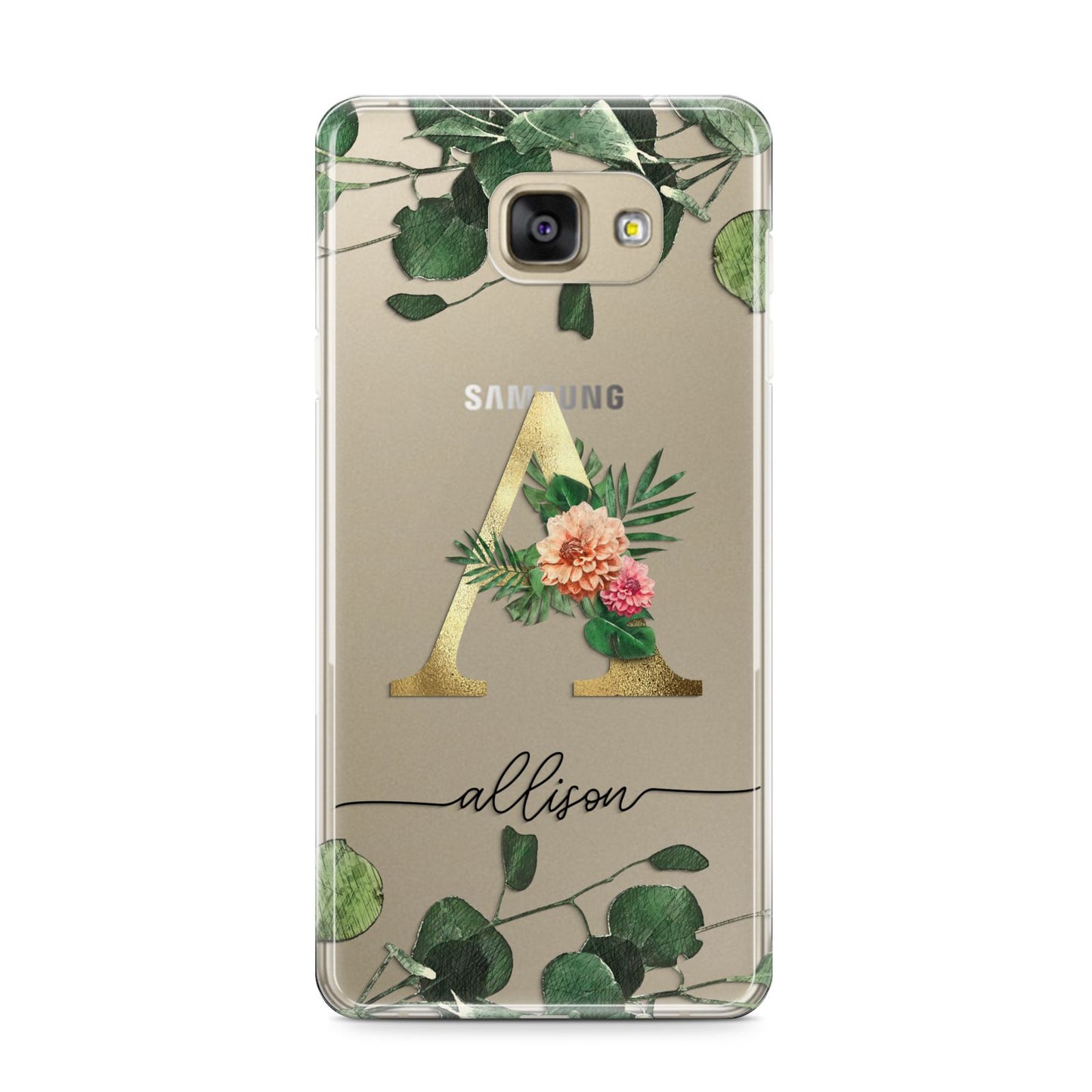 Personalised Forest Monogram Samsung Galaxy A9 2016 Case on gold phone