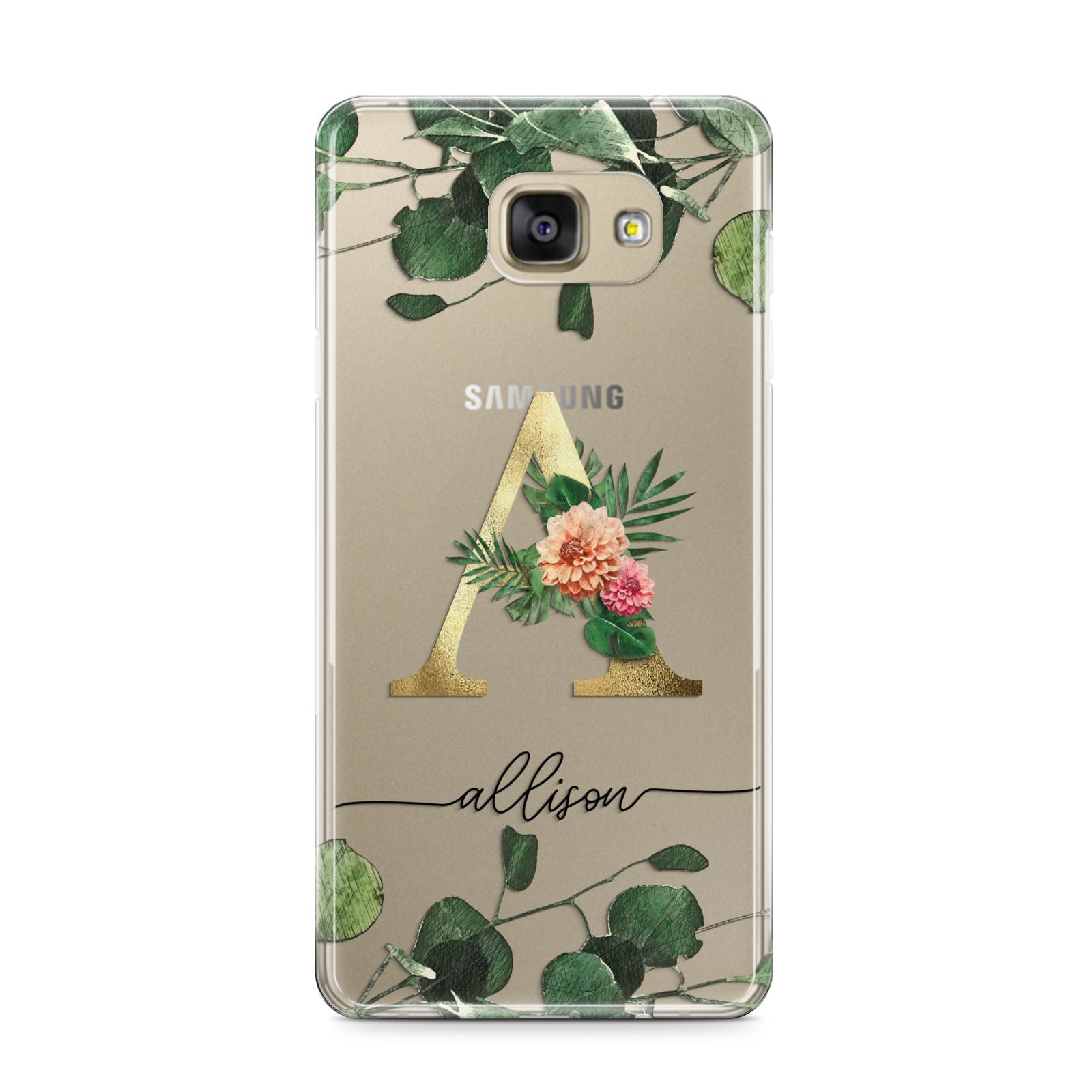 Personalised Forest Monogram Samsung Galaxy A9 2016 Case on gold phone