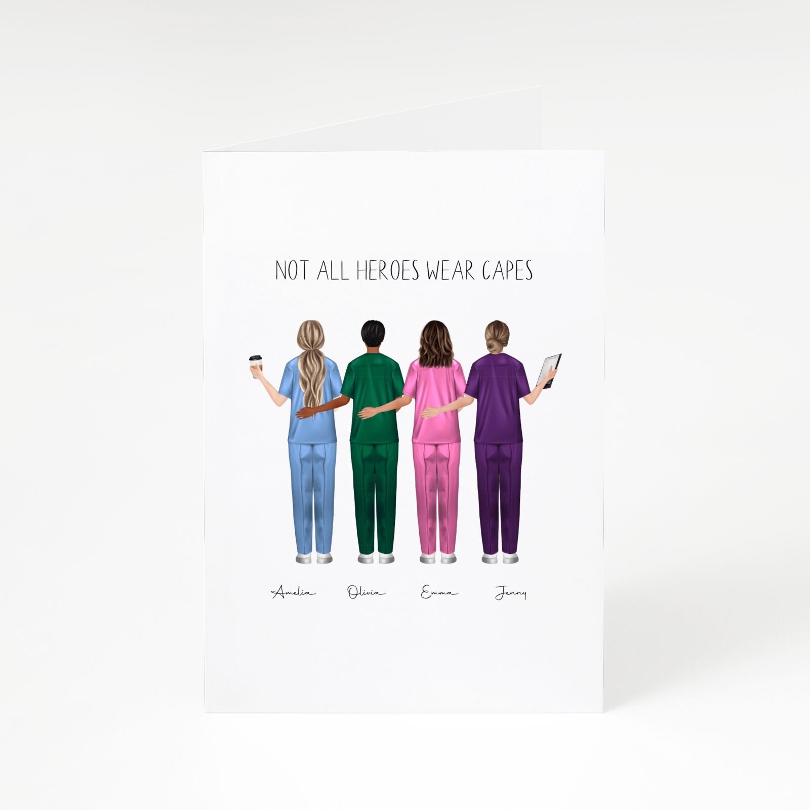 Personalised Four Nurses A5 Greetings Card