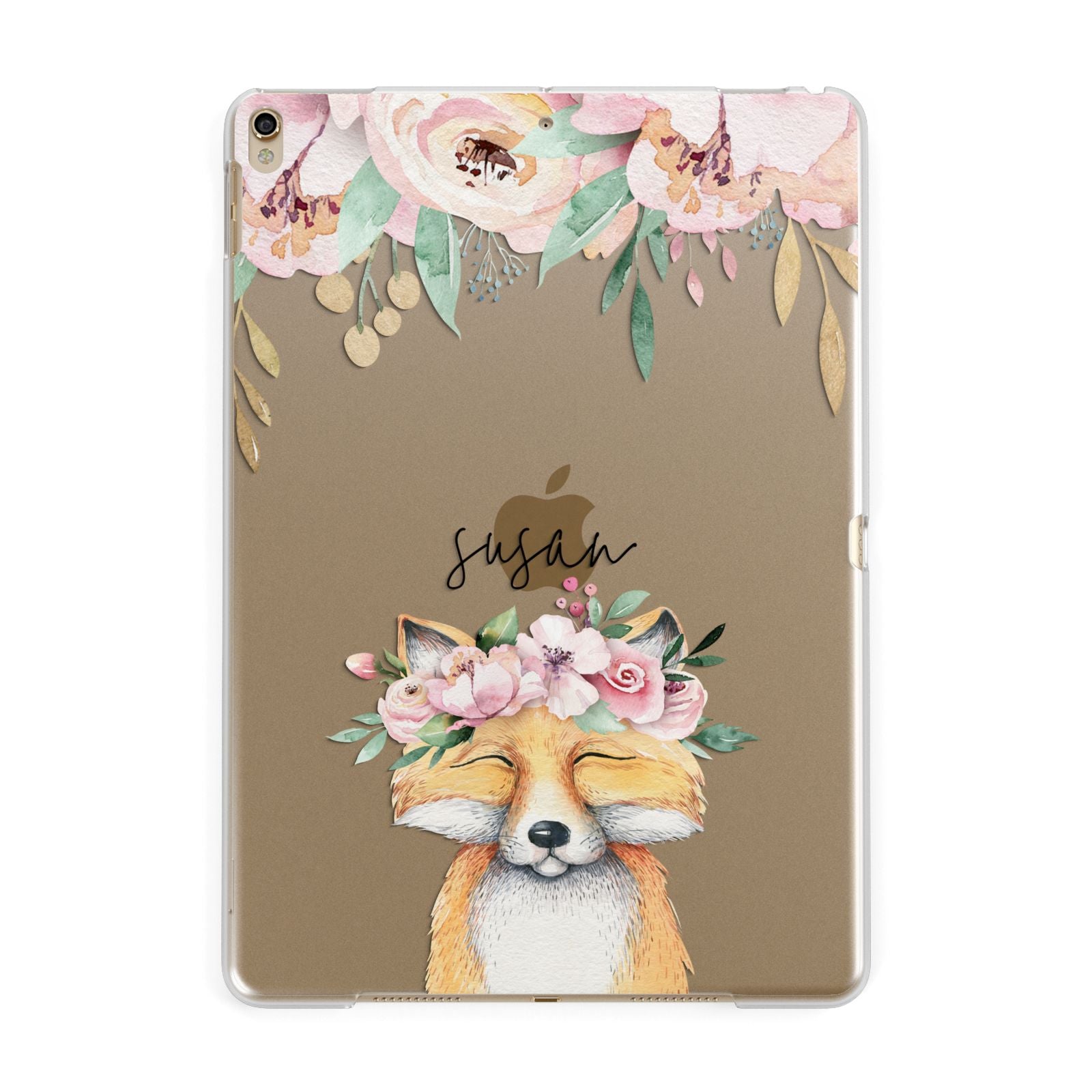 Personalised Fox Apple iPad Gold Case