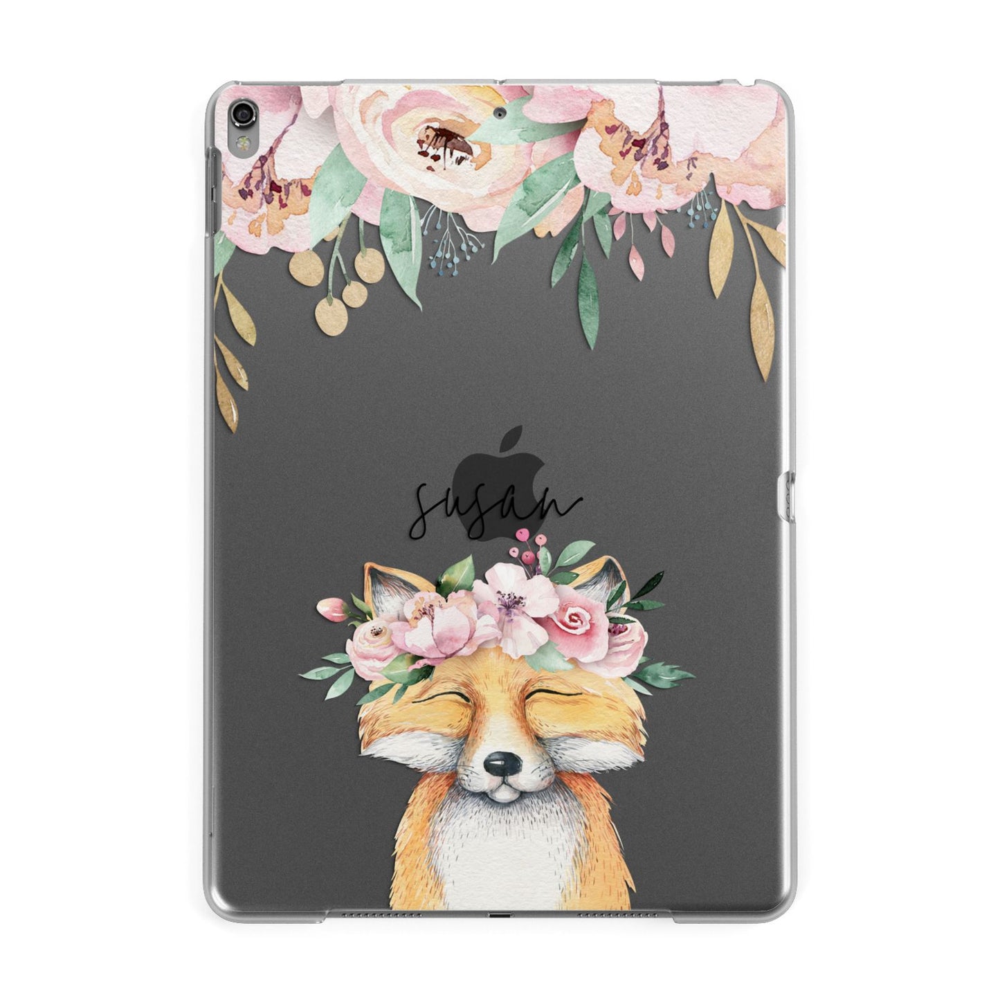 Personalised Fox Apple iPad Grey Case