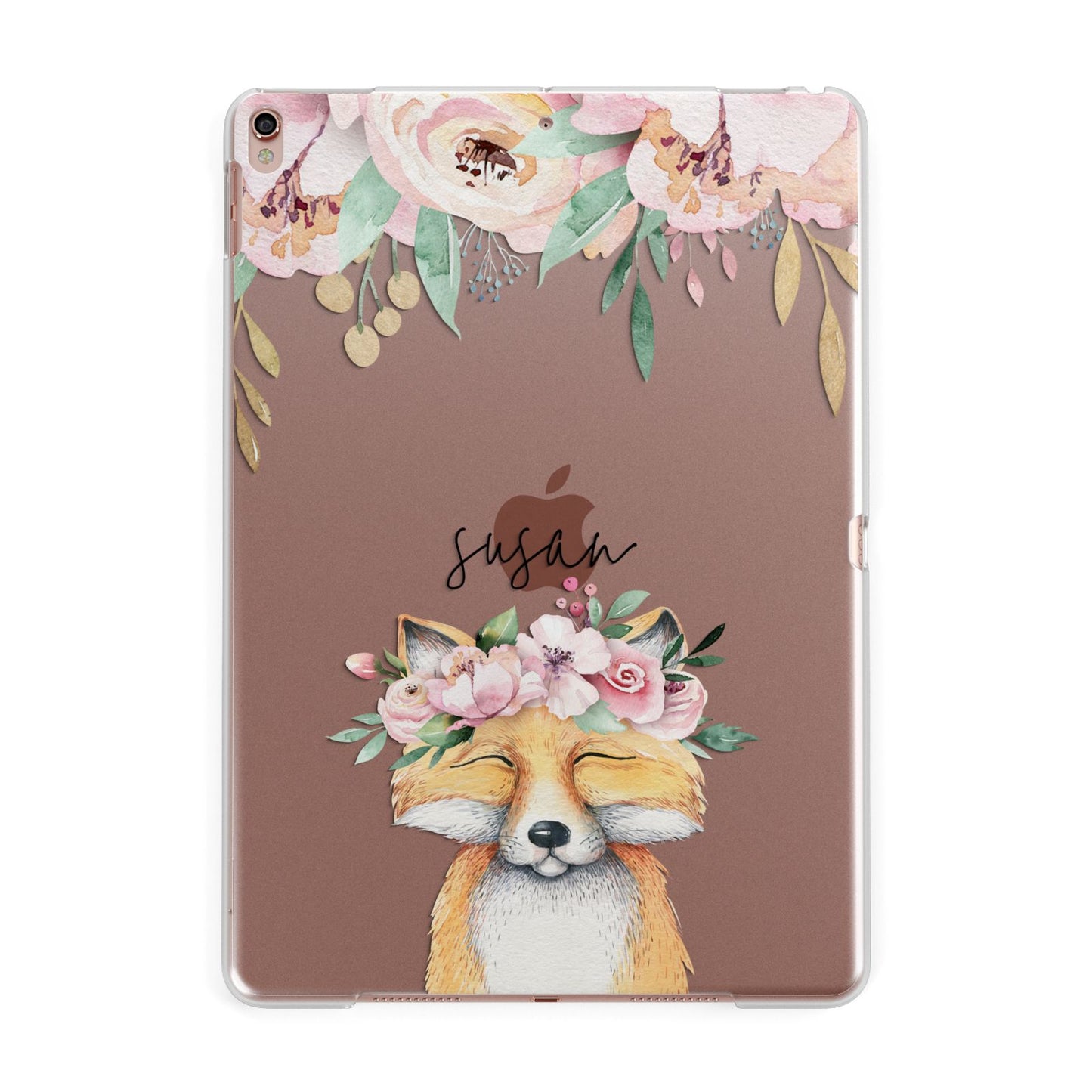 Personalised Fox Apple iPad Rose Gold Case