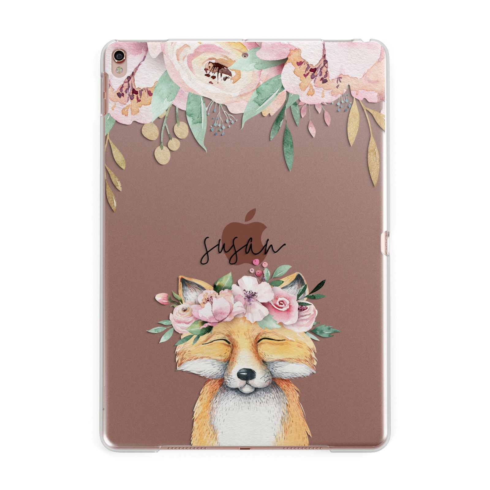 Personalised Fox Apple iPad Rose Gold Case