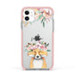 Personalised Fox Apple iPhone 11 in White with Pink Impact Case