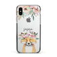 Personalised Fox Apple iPhone Xs Impact Case Black Edge on Silver Phone