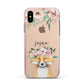 Personalised Fox Apple iPhone Xs Impact Case Pink Edge on Gold Phone