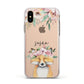 Personalised Fox Apple iPhone Xs Impact Case White Edge on Gold Phone