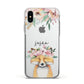 Personalised Fox Apple iPhone Xs Impact Case White Edge on Silver Phone