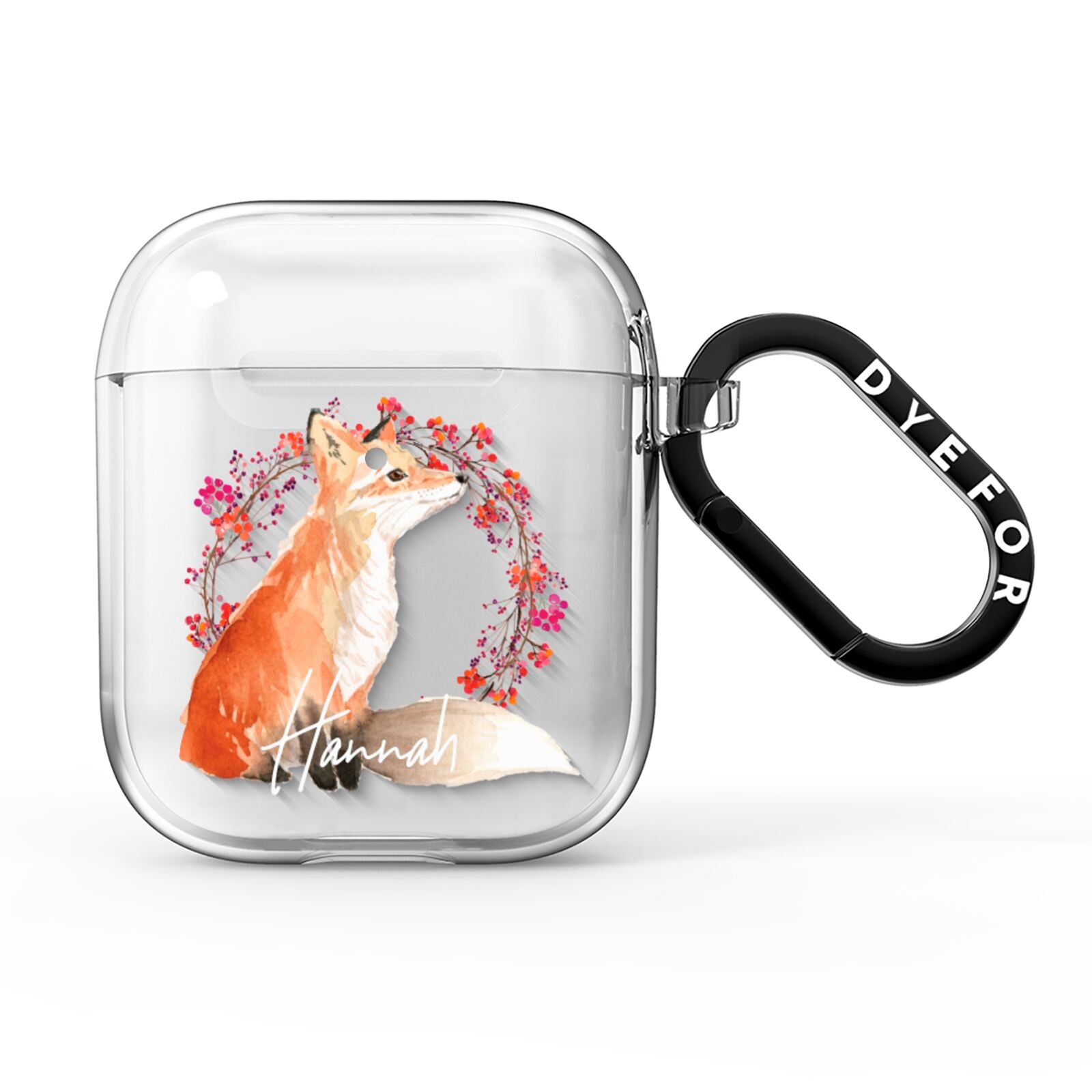Personalised Fox Christmas Wreath AirPods Clear Case