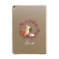 Personalised Fox Christmas Wreath Apple iPad Gold Case