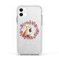Personalised Fox Christmas Wreath Apple iPhone 11 in White with White Impact Case