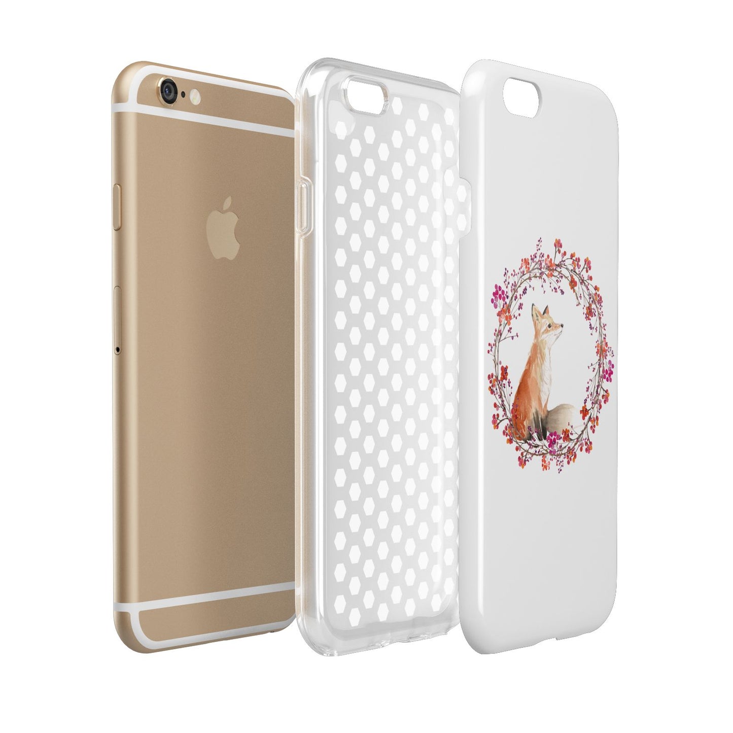 Personalised Fox Christmas Wreath Apple iPhone 6 3D Tough Case Expanded view