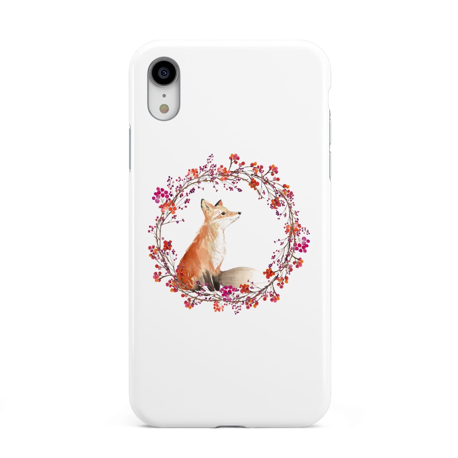 Personalised Fox Christmas Wreath Apple iPhone XR White 3D Tough Case