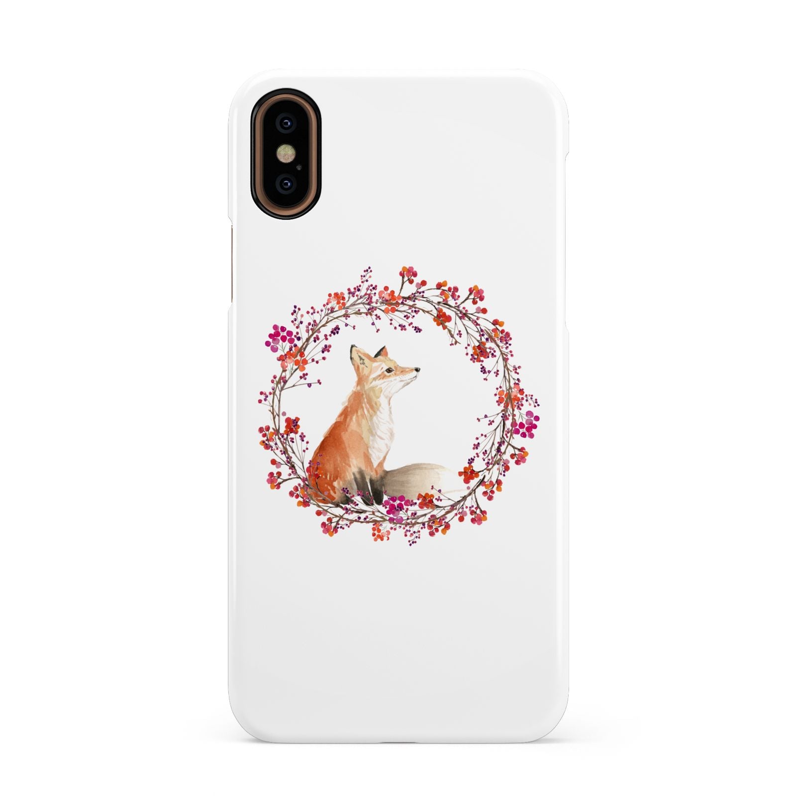 Personalised Fox Christmas Wreath Apple iPhone XS 3D Snap Case