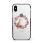 Personalised Fox Christmas Wreath Apple iPhone Xs Impact Case Black Edge on Silver Phone