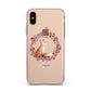 Personalised Fox Christmas Wreath Apple iPhone Xs Impact Case Pink Edge on Gold Phone