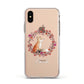 Personalised Fox Christmas Wreath Apple iPhone Xs Impact Case White Edge on Gold Phone
