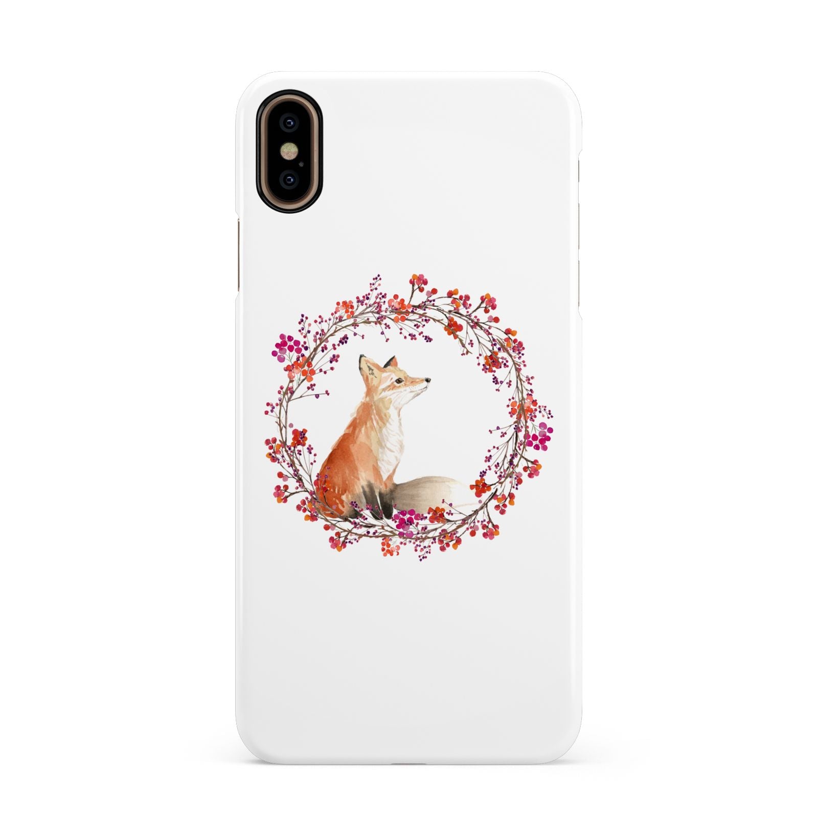 Personalised Fox Christmas Wreath Apple iPhone Xs Max 3D Snap Case