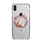 Personalised Fox Christmas Wreath Apple iPhone Xs Max Impact Case Black Edge on Silver Phone