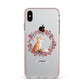 Personalised Fox Christmas Wreath Apple iPhone Xs Max Impact Case Pink Edge on Silver Phone