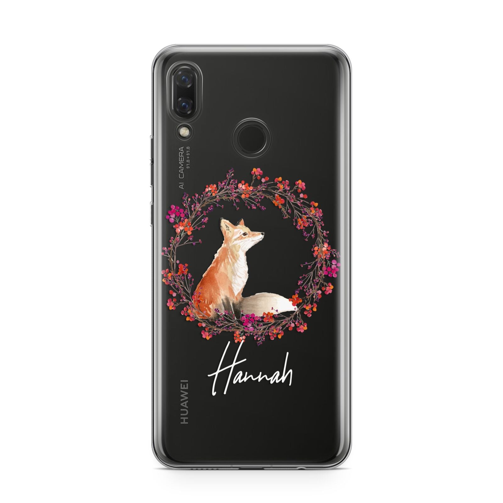 Personalised Fox Christmas Wreath Huawei Nova 3 Phone Case