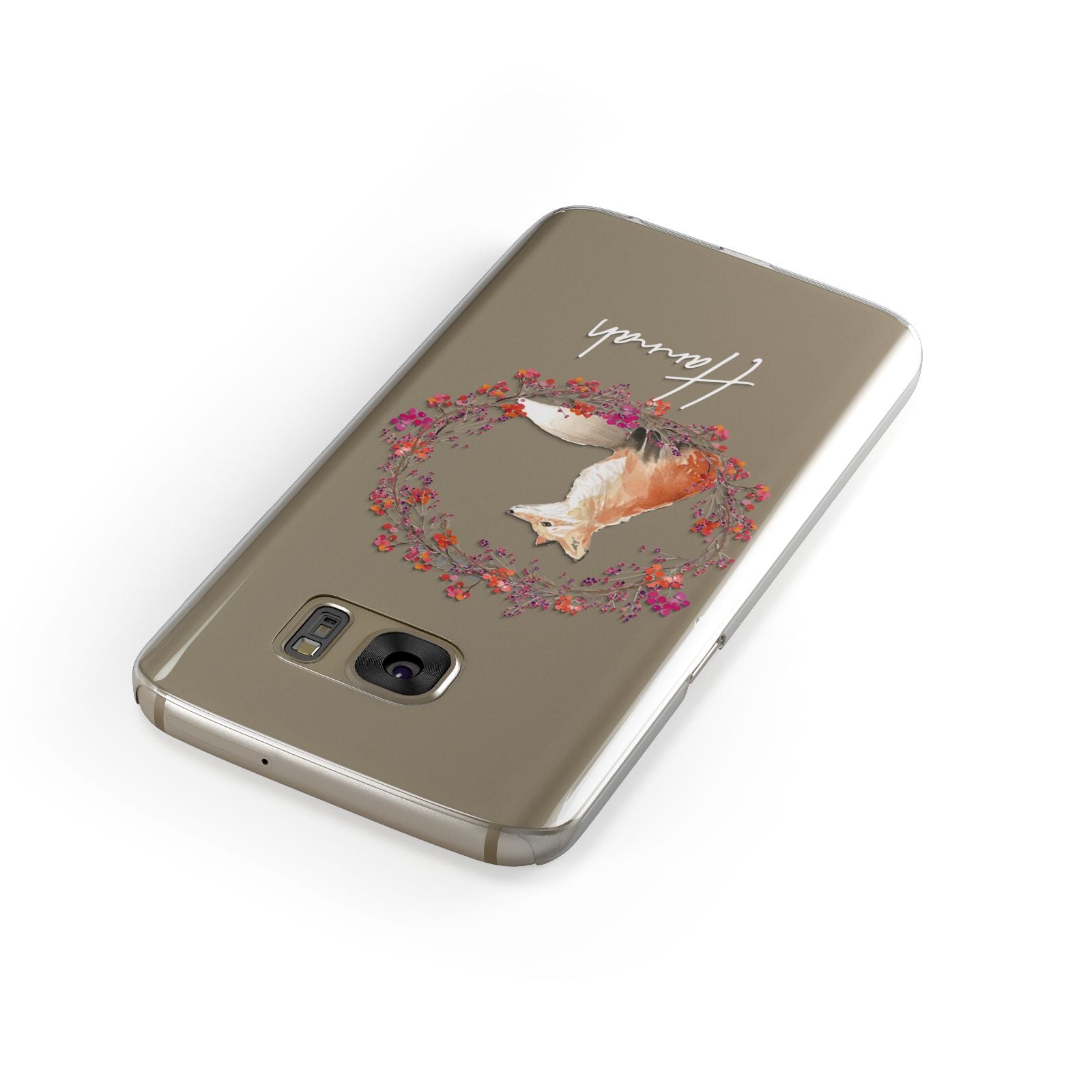 Personalised Fox Christmas Wreath Samsung Galaxy Case Front Close Up
