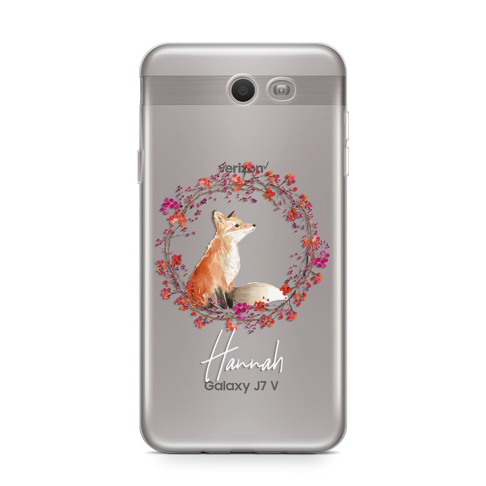 Personalised Fox Christmas Wreath Samsung Galaxy J7 2017 Case