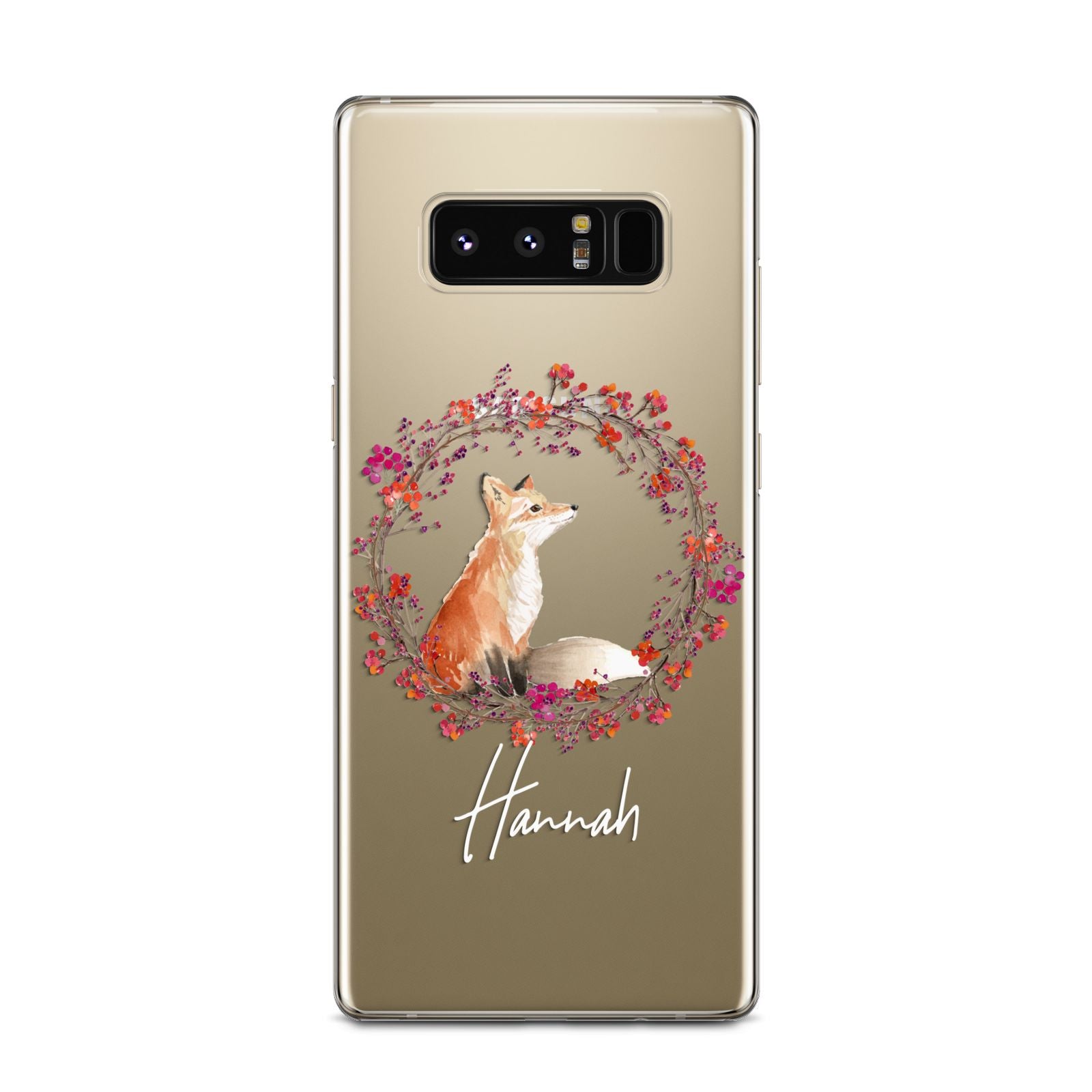 Personalised Fox Christmas Wreath Samsung Galaxy Note 8 Case