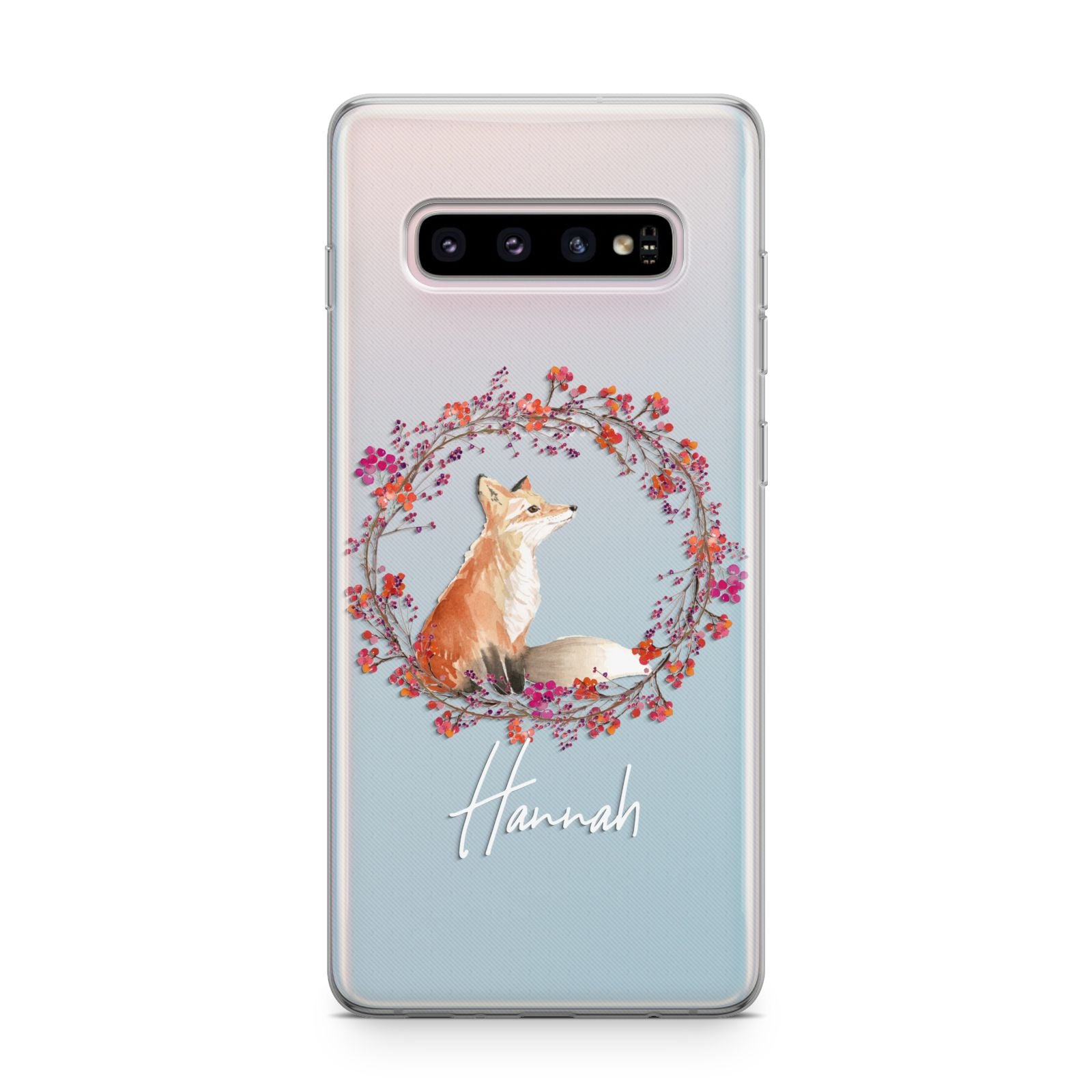 Personalised Fox Christmas Wreath Samsung Galaxy S10 Plus Case