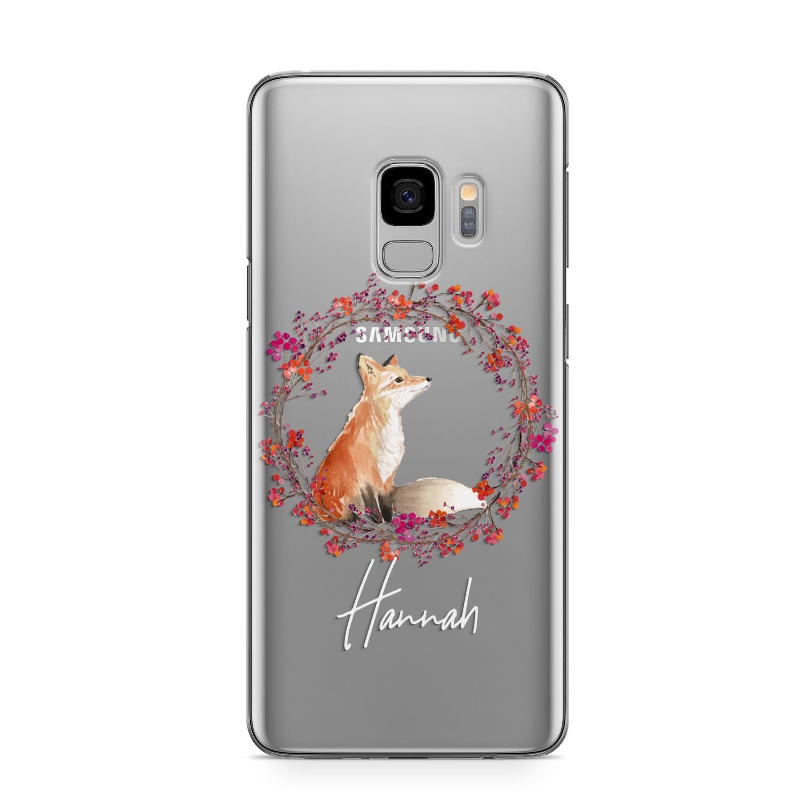 Personalised Fox Christmas Wreath Samsung Galaxy S9 Case