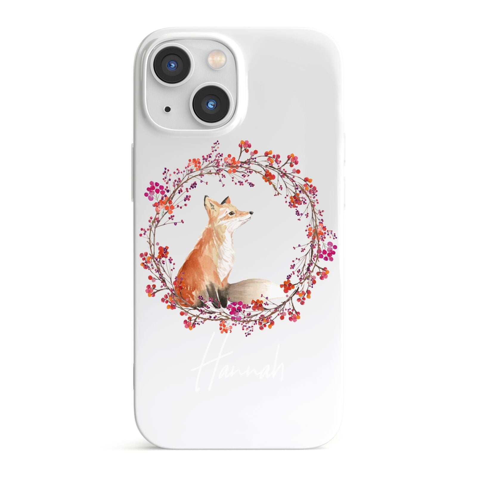 Personalised Fox Christmas Wreath iPhone 13 Mini Full Wrap 3D Snap Case