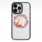 Personalised Fox Christmas Wreath iPhone 13 Pro Black Impact Case on Silver phone