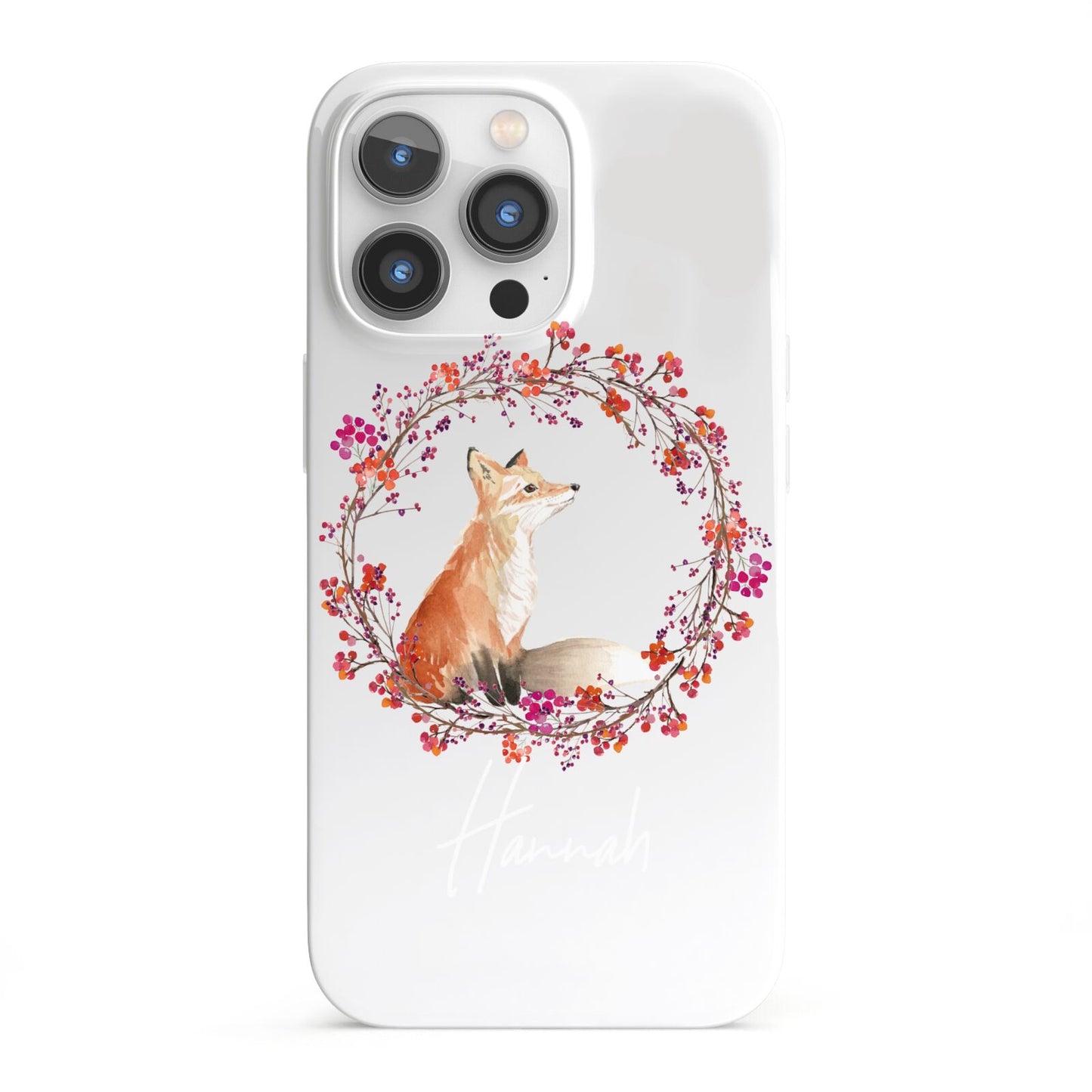 Personalised Fox Christmas Wreath iPhone 13 Pro Full Wrap 3D Snap Case
