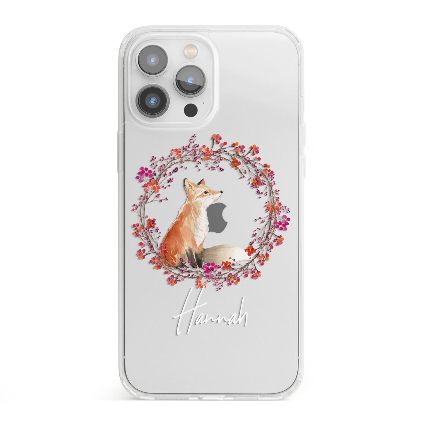 Personalised Fox Christmas Wreath iPhone 13 Pro Max Clear Bumper Case