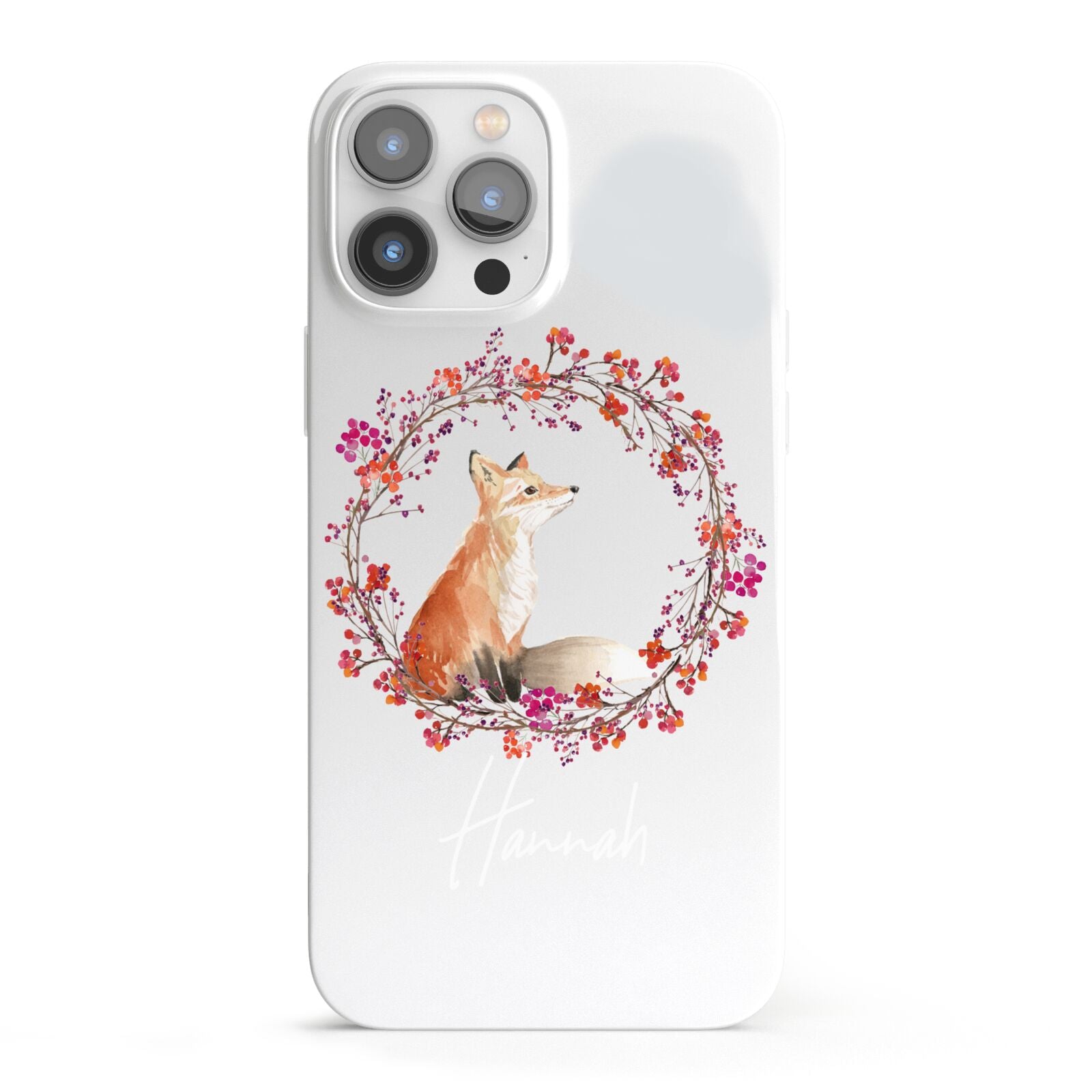 Personalised Fox Christmas Wreath iPhone 13 Pro Max Full Wrap 3D Snap Case