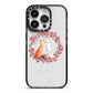 Personalised Fox Christmas Wreath iPhone 14 Pro Black Impact Case on Silver phone