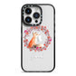 Personalised Fox Christmas Wreath iPhone 14 Pro Black Impact Case on Silver phone