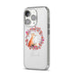 Personalised Fox Christmas Wreath iPhone 14 Pro Clear Tough Case Silver Angled Image
